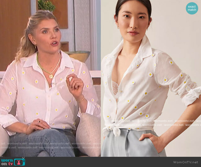 Maeve Classic Buttondown by Maeve worn by Amanda Kloots on The Talk