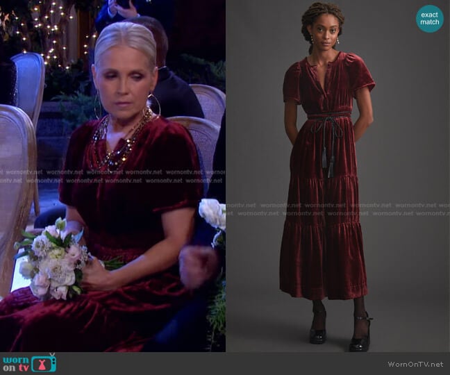 Somerset Velvet Maxi Dress by Anthropologie worn by Jennifer Horton (Melissa Reeves) on Days of our Lives