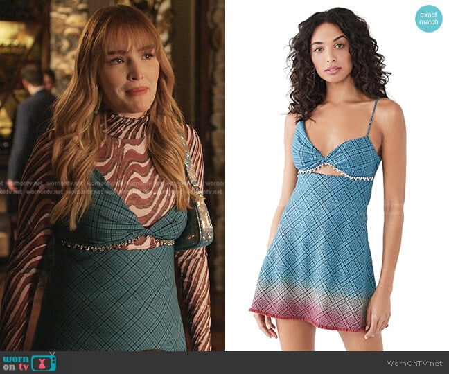 Twisted Cup Bias Mini Dress by Area worn by Kirby Anders (Maddison Brown) on Dynasty