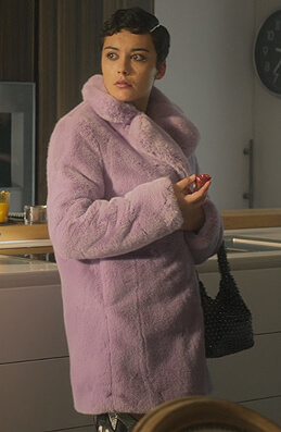 Ari's lavender teddy jacket on Elite