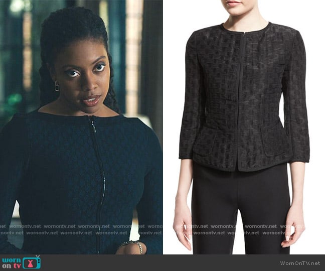 3/4-Sleeve Polka-Dot Jacket by Armani worn by Kate Sacker (Condola Rashad) on Billions