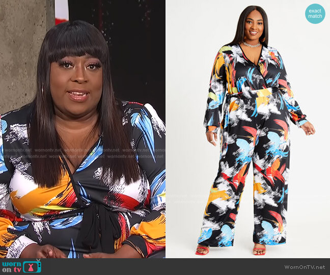 Belted Brush Stroke Jumpsuit by Ashley Stewart worn by Loni Love  on E! News