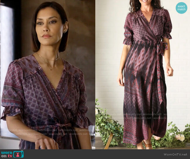 WornOnTV: Ren's purple printed wrap dress on Big Sky | Janina Gavankar |  Clothes and Wardrobe from TV