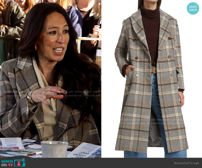 Raquel Double-Breasted Coat by ASTR The Label worn by Joanna Gaines on The Drew Barrymore Show