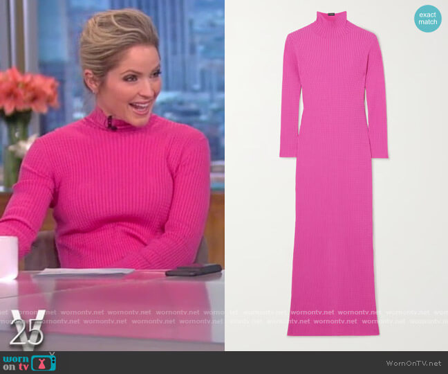 Cable-knit wool-blend turtleneck maxi dress by Balenciaga worn by Sara Haines on The View