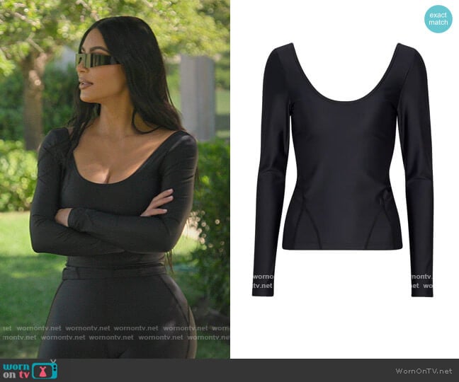 WornOnTV: Kim’s black scoop neck top and leggings on The Kardashians ...
