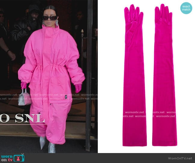 Velvet Gloves by Balenciaga worn by Kim Kardashian (Kim Kardashian) on The Kardashians