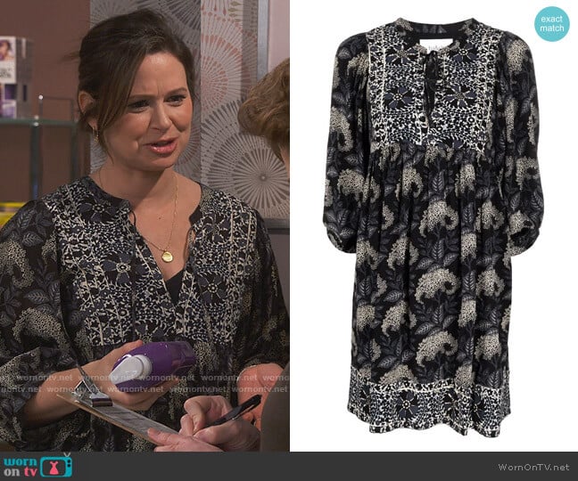 Floral-Print tie-front Dress by Ba&sh worn by Jen (Katie Lowes) on How We Roll