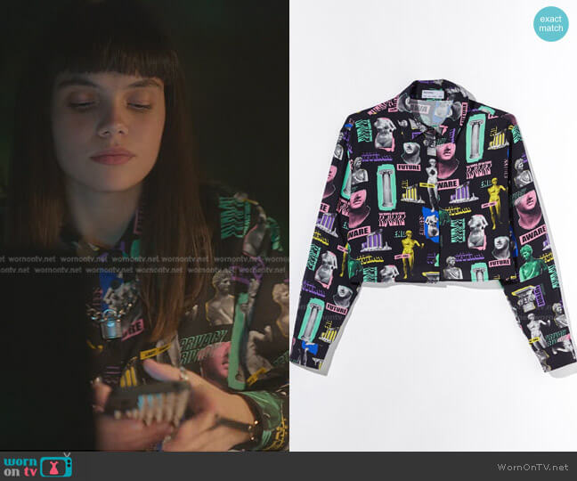 Cropped Printed Shirt by Bershka worn by Mencia Blanco (Martina Cariddi) on Elite