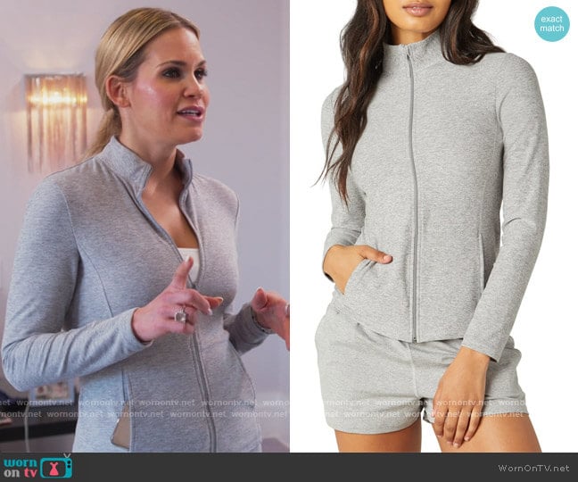 On the Go Mock-Neck Jacket by Beyond Yoga worn by Jackie Goldschneider on The Real Housewives of New Jersey