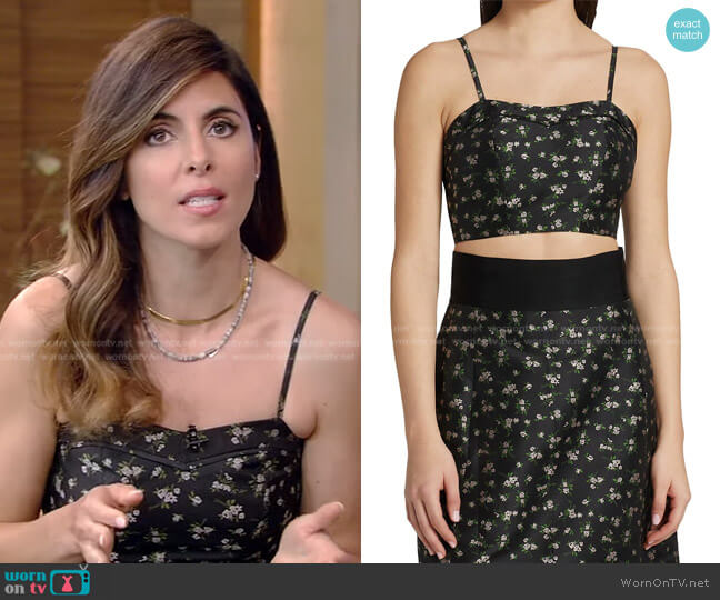 Betty Floral Crop Top by Black Iris worn by Jamie-Lynn Sigler on Live with Kelly and Ryan