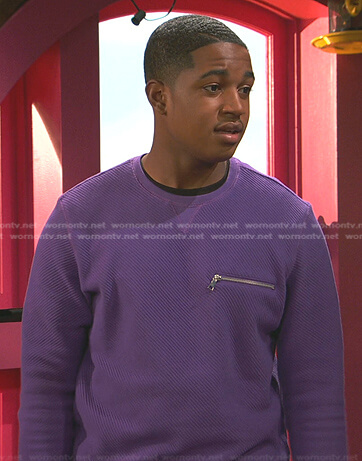 Booker's purple zip pocket shirt on Ravens Home