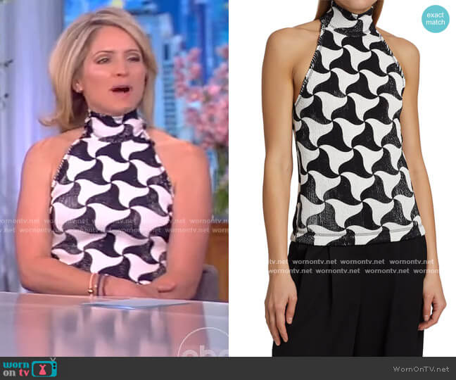 Printed Rib-Knit Halter Top by Bottega Veneta worn by Sara Haines on The View