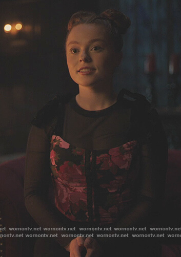 Britta's floral corset top on Riverdale