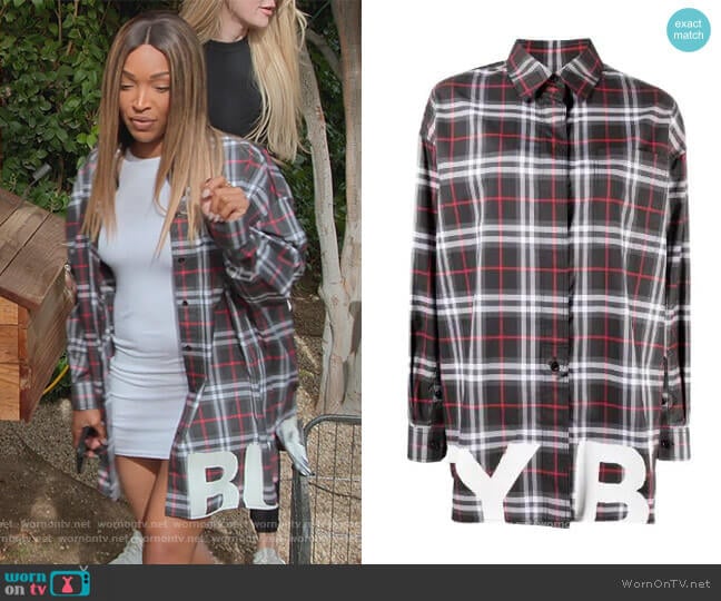 Logo Print Checked Shirt by Burberry worn by Malika on The Kardashians