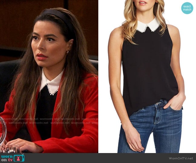 CeCe Collared Sleeveless Top worn by Carly Shay (Miranda Cosgrove) on iCarly