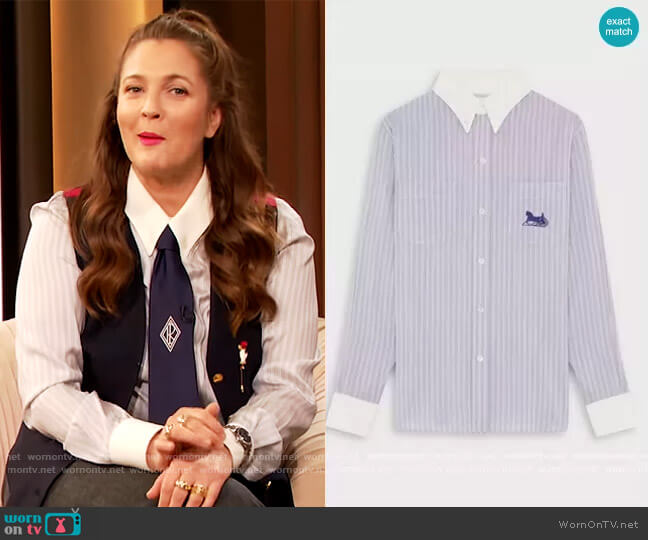 Loose Shirt Sulky Striped Blouse by Celine worn by Drew Barrymore  on The Drew Barrymore Show