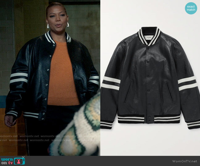 WornOnTV: Robyn’s leather bomber jacket with striped sleeves on The ...