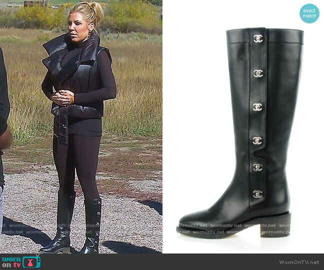 Calfskin CC Turnlock High Boots by Chanel worn by Dr. Jen Armstrong  on The Real Housewives of Orange County