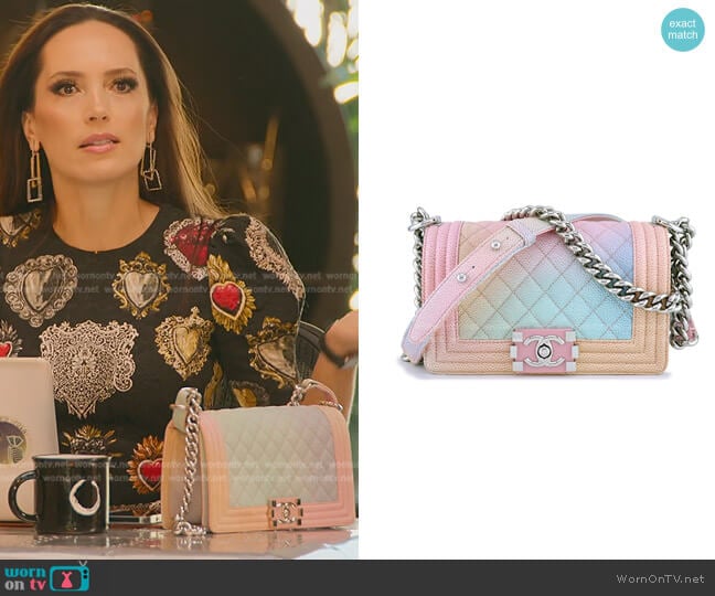  Caviar Quilted Medium Rainbow Boy Flap Multicolor by Chanel worn by Davina Potratz on Selling Sunset