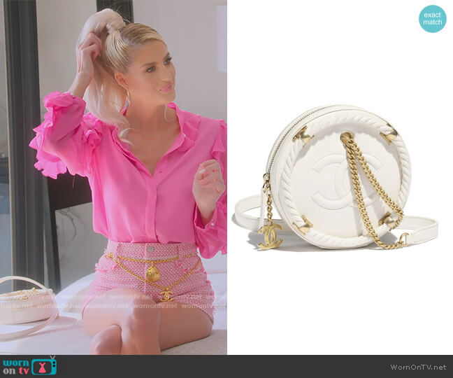 Crumpled Calfskin Round Bag by Chanel worn by Emma Hernan  on Selling Sunset