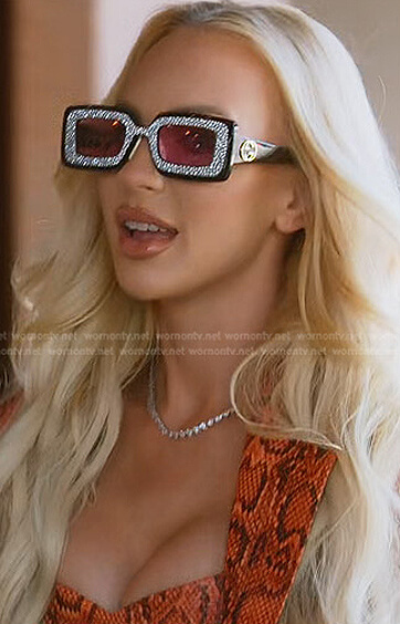 Christine's embellished rectangular sunglasses on Selling Sunset