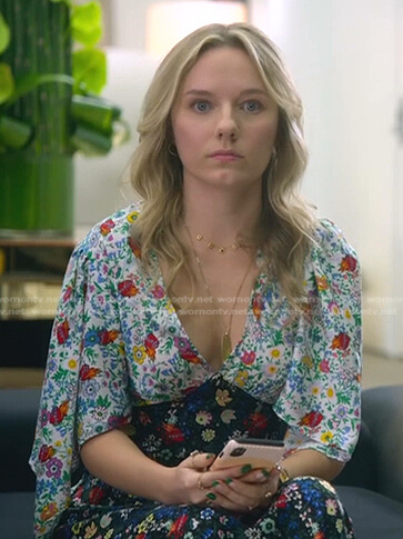 Claire’s mixed floral print dress on Good Trouble