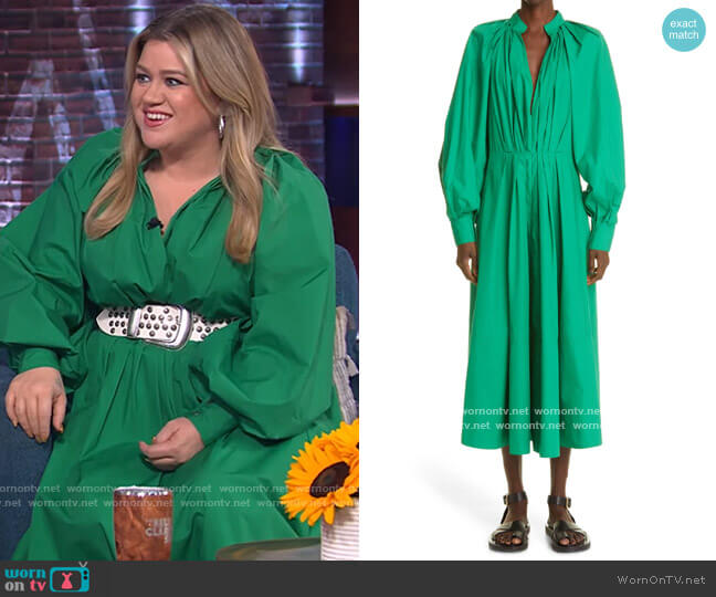 WornOnTV: Kelly’s Green Puff Sleeve Dress On The Kelly Clarkson Show ...