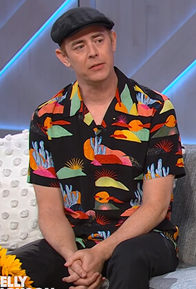 Colin Hanks’s black printed shirt on The Kelly Clarkson Show