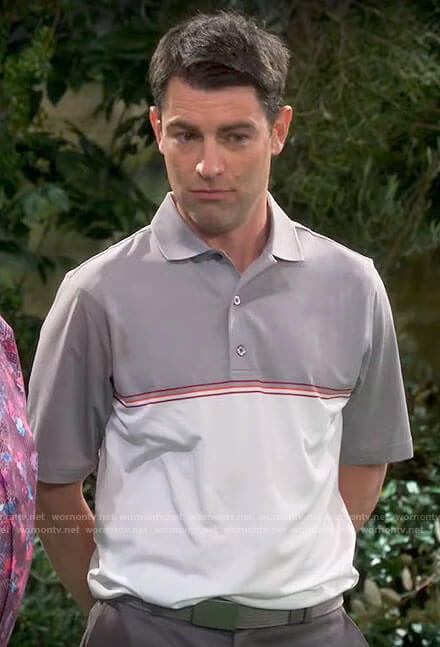 Dave’s grey golf shirt on The Neighborhood