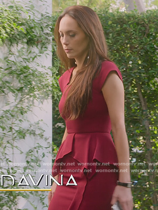 Davina's red ruffled dress on Selling Sunset