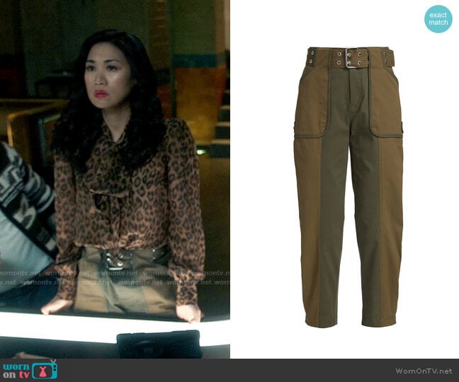 Derek Lam 10 Crosby Jeriah Two-Tone Belted Pants worn by Melody Bayani (Liza Lapira) on The Equalizer