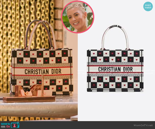 WornOnTV: Heather's heart print checkered tote bag on Selling Sunset, Heather Rae Young