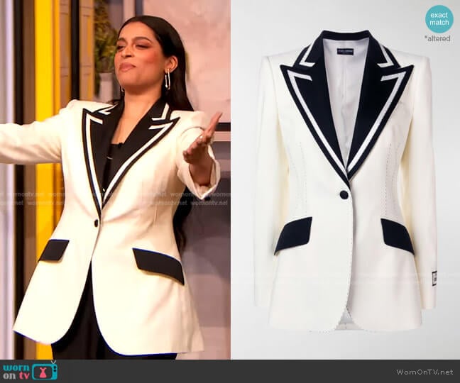 Monochrome Tux Blazer by Dolce & Gabbana worn by Lilly Singh on The Drew Barrymore Show