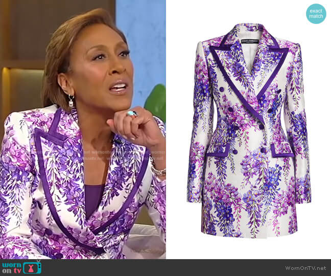 Double-Breasted Floral Blazer by Dolce & Gabbana worn by Robin Roberts on Tamron Hall Show