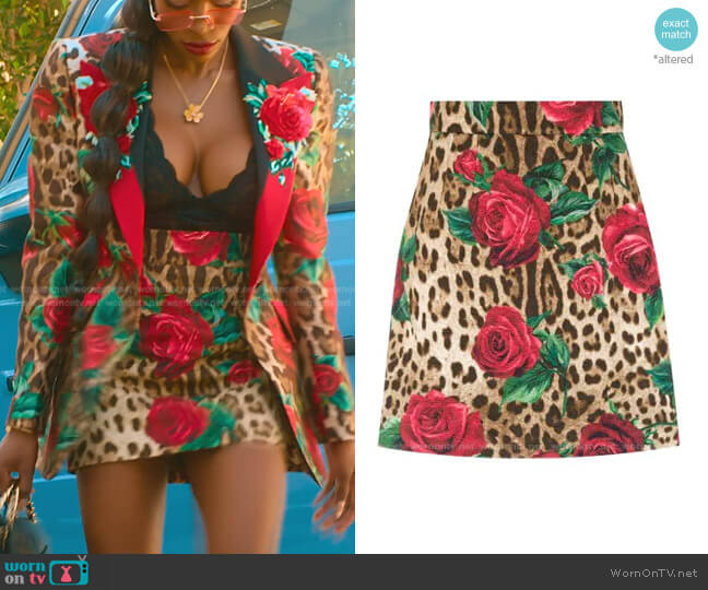 Animal Print Rose Bud Skirt by Dolce & Gabbana worn by Chelsea Lazkani  on Selling Sunset