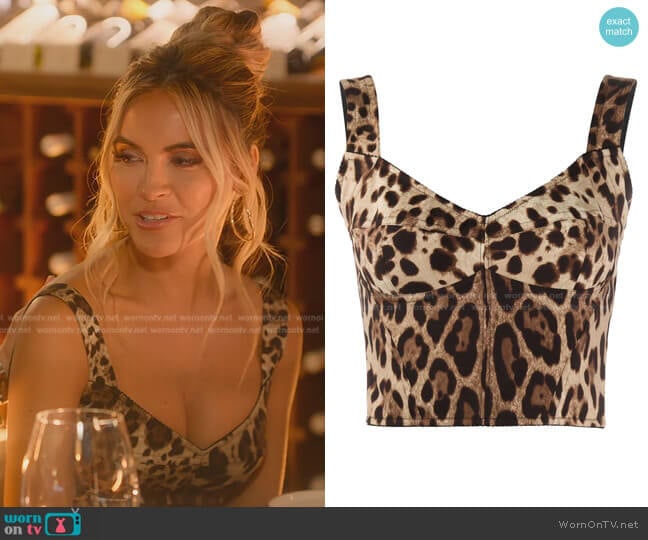 Leopard Print Bustier Top by Dolce & Gabbana worn by Chrishell Stause on Selling Sunset