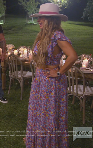 Dolores's blue floral print top and skirt on The Real Housewives of New Jersey