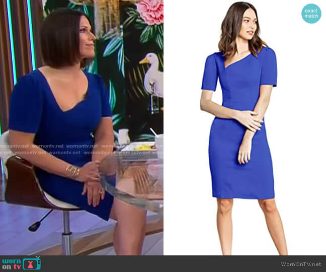 Dana's blue asymmetrical neckline dress ...