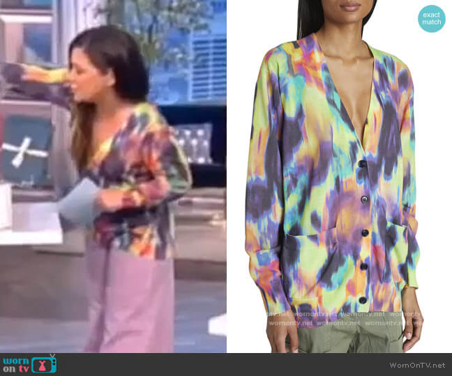 Jennefer Abstract-Print Cardigan by Dries Van Noten worn by Gretta Monahan on The View