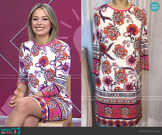 Multicolored 3/4 Sleeve Dress by Eliza J worn by Dylan Dreyer  on Today