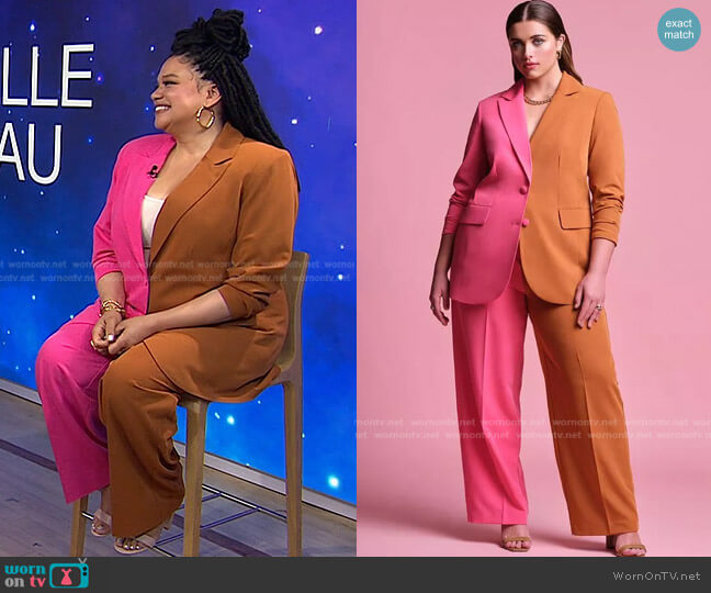 Pop Colorblock Blazer and Pant by Eloquii worn by Michelle Buteau on Today