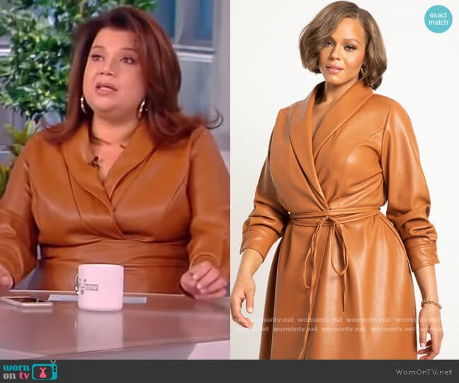 Faux Leather Wrap Dress by Eloquii worn by Ana Navarro on The View