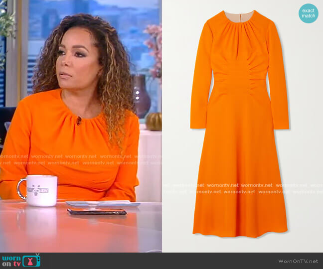 Paget gathered open-back wool-crepe midi dress by Emilia Wickstead worn by Sunny Hostin on The View