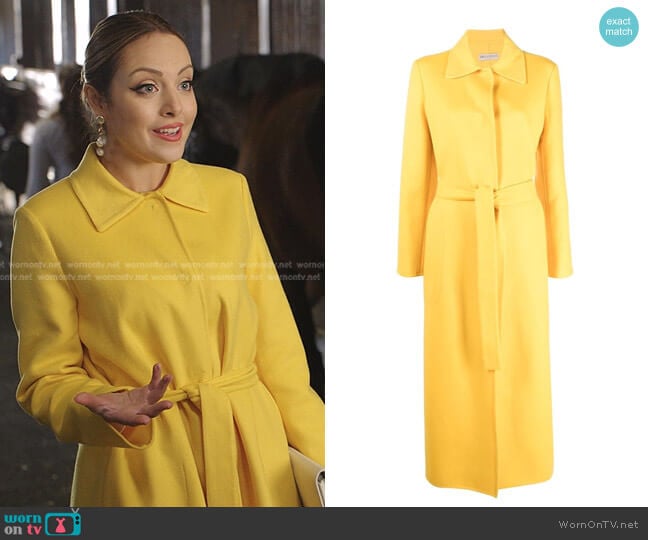 Tie-Waist Wool Coat by Emilio Pucci worn by Fallon Carrington (Elizabeth Gillies) on Dynasty