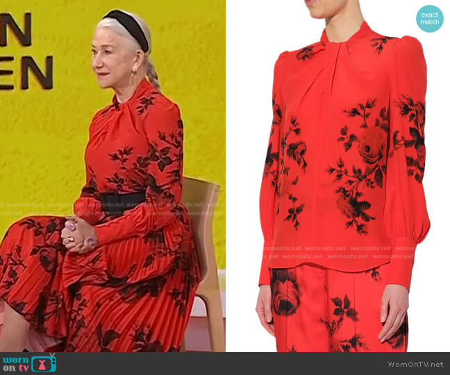 Fayola Floral Print Silk Crepe de Chine Blouse by Erdem worn by Helen Mirren on Today