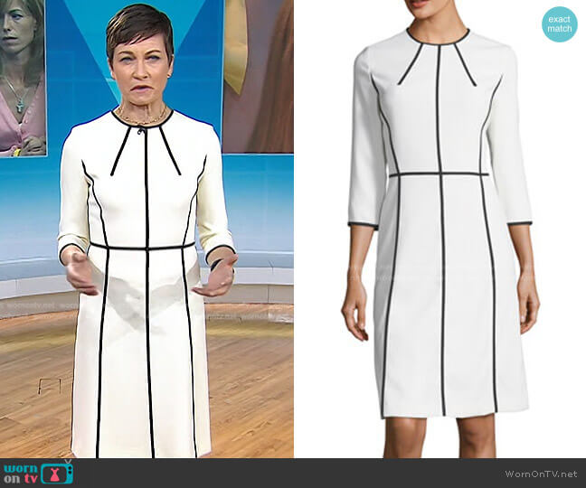 3/4 Sleeves Piped-stripes Dress by Escada worn by Stephanie Gosk  on Today