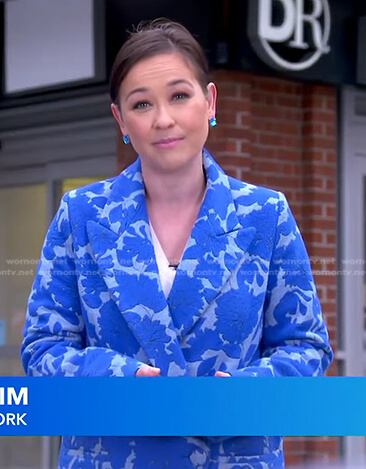 Eva's blue floral coat on Good Morning America