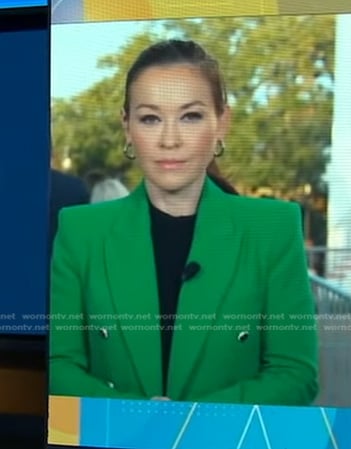 Eva’s green double breasted blazer on Good Morning America