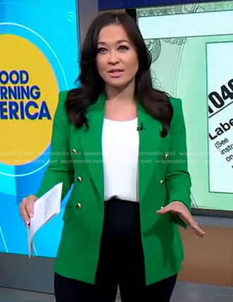 Eva’s green double breasted blazer on Good Morning America